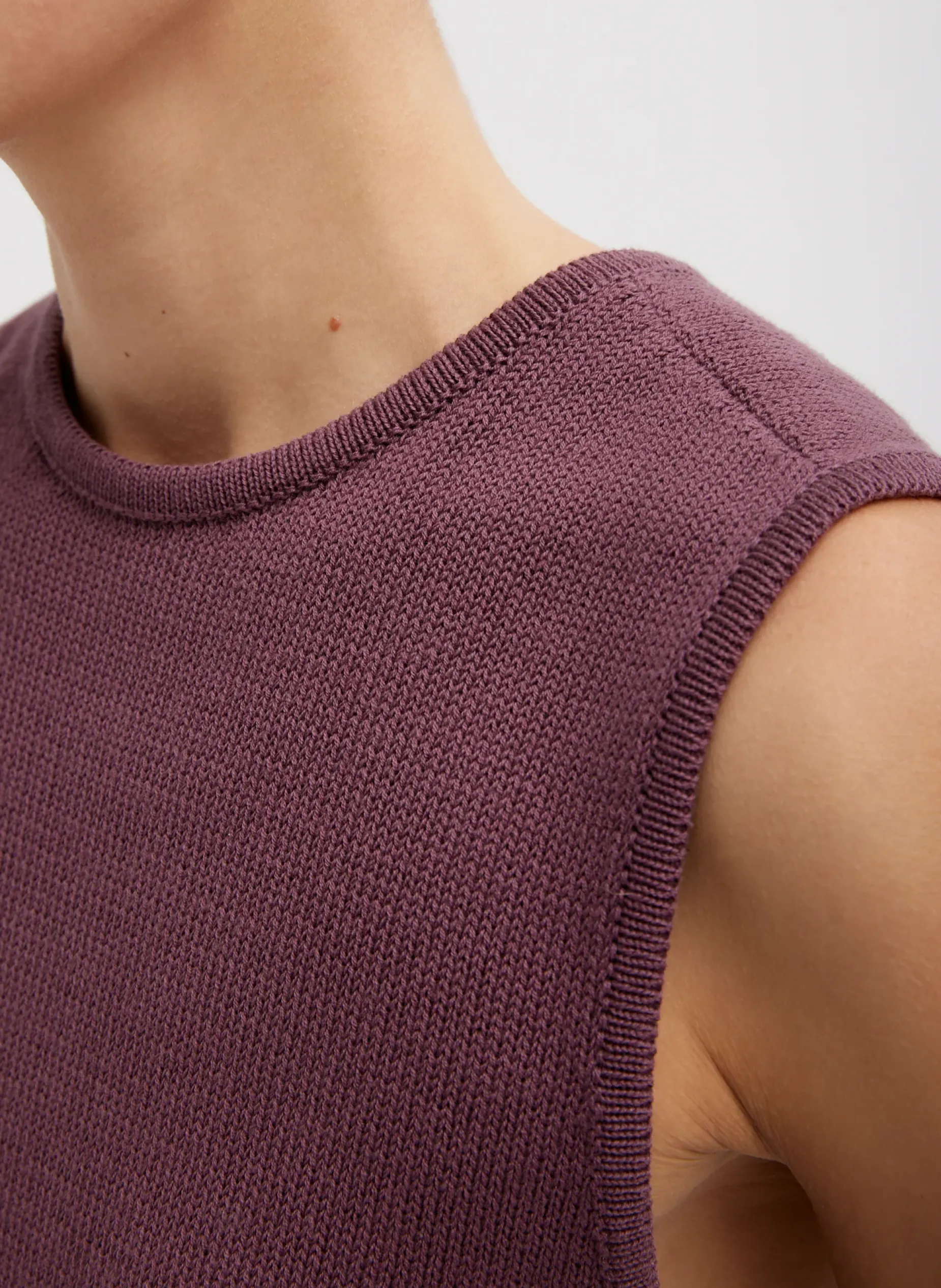 Knitwear & Sweatshirts|Coming Soon>Tibi Cotton Criss Cross Sleeveless Sweater Cinnamon