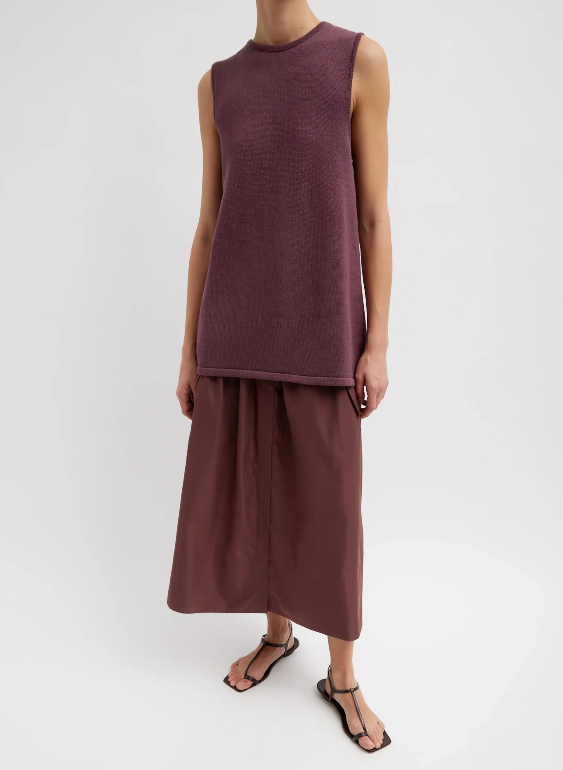 Knitwear & Sweatshirts|Coming Soon>Tibi Cotton Criss Cross Sleeveless Sweater Cinnamon