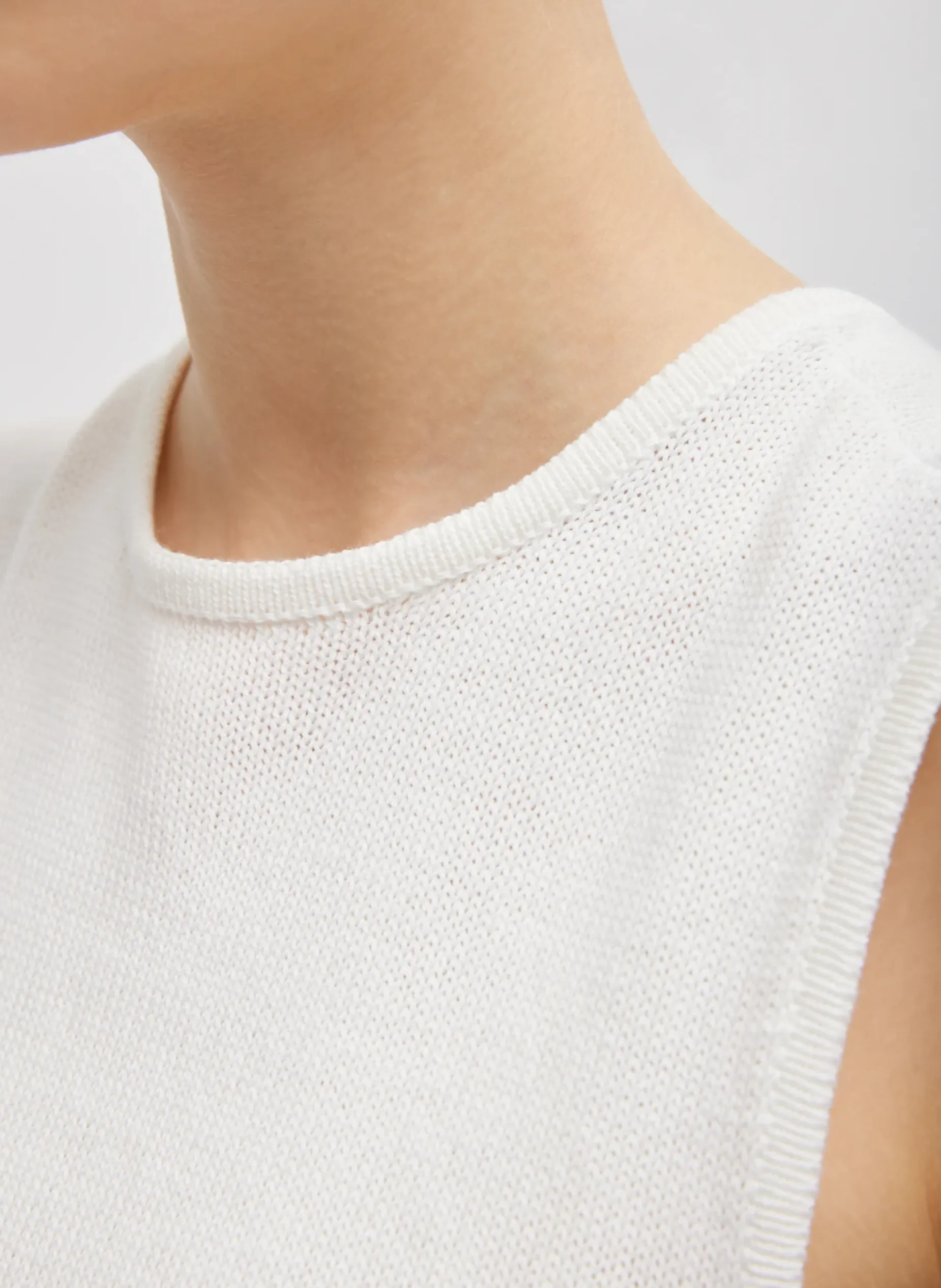 Knitwear & Sweatshirts|Coming Soon>Tibi Cotton Criss Cross Sleeveless Sweater White