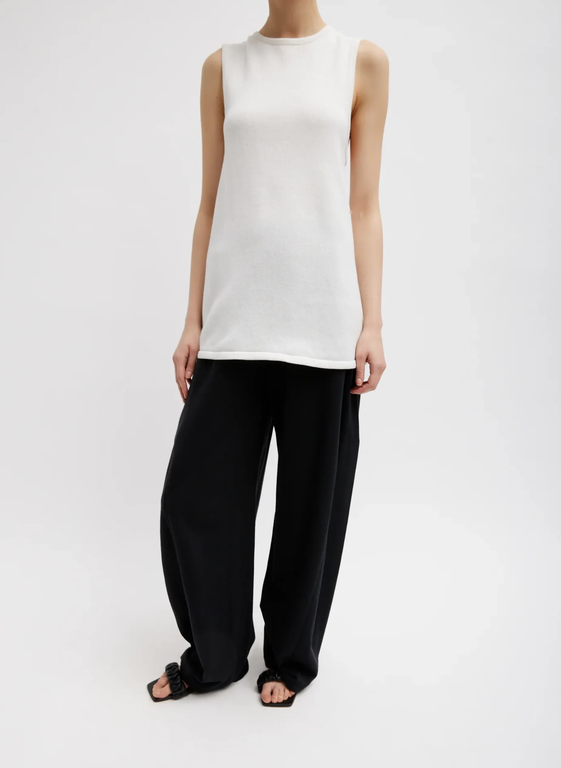 Knitwear & Sweatshirts|Coming Soon>Tibi Cotton Criss Cross Sleeveless Sweater White