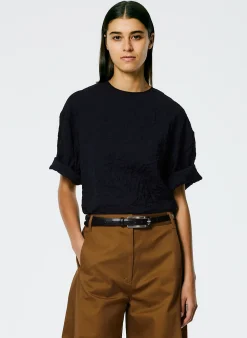 Tops>Tibi Crinkle Shirting Easy T-Shirt Midnight Navy
