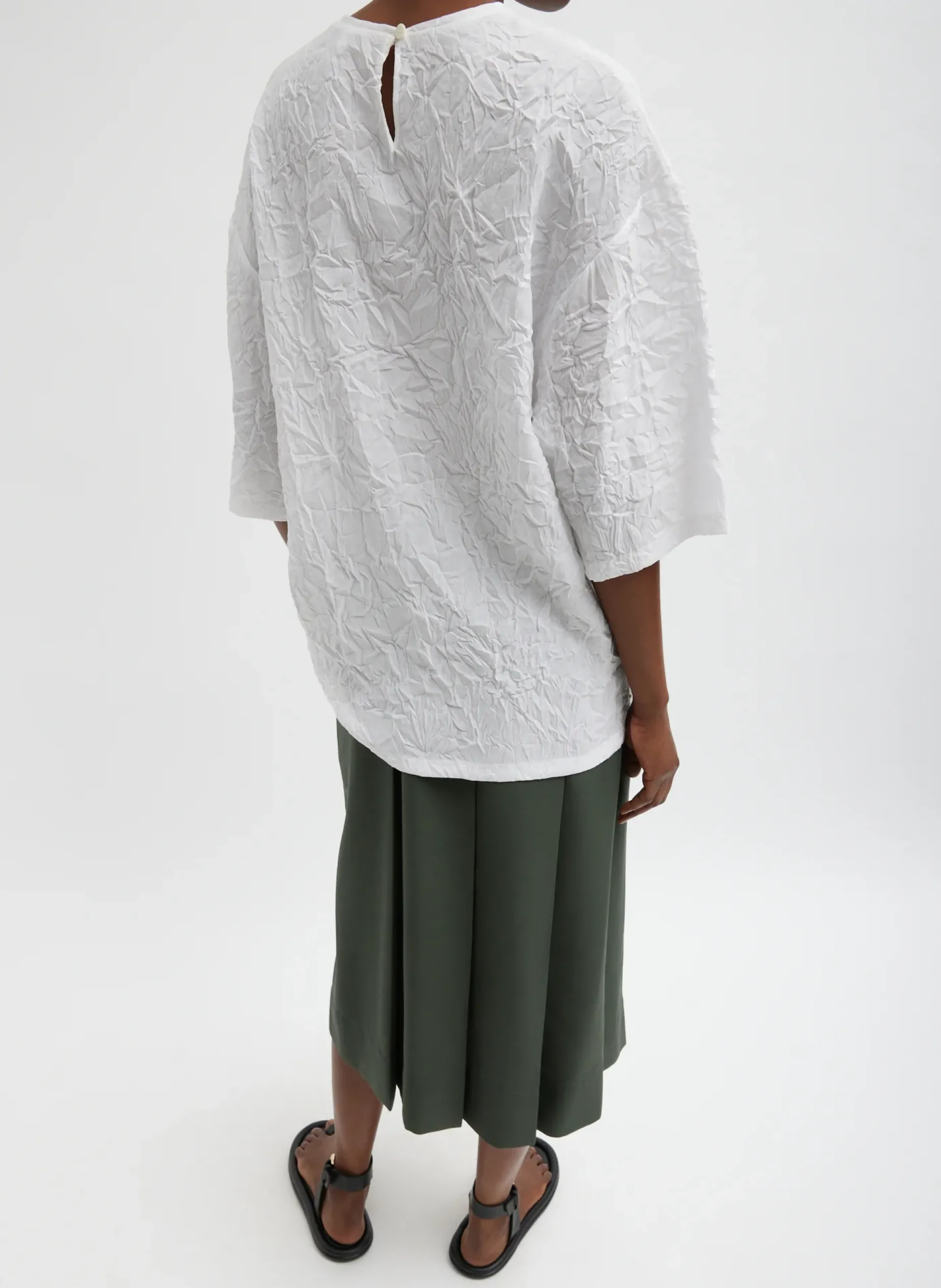Tops>Tibi Crinkle Shirting Easy T-Shirt White