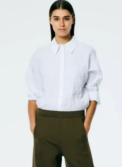 Tops>Tibi Crinkle Shirting Oversized Shirt White