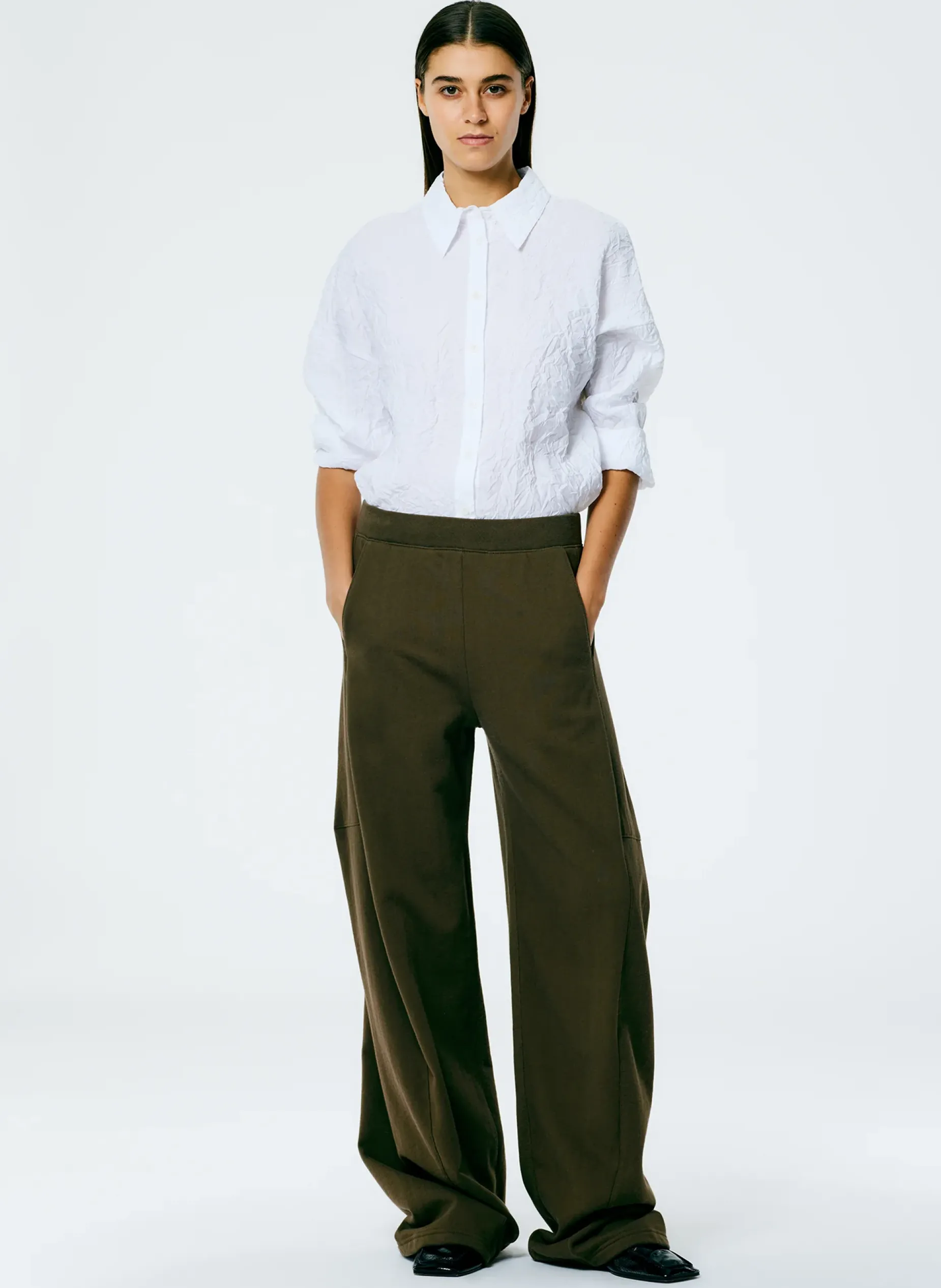 Tops>Tibi Crinkle Shirting Oversized Shirt White