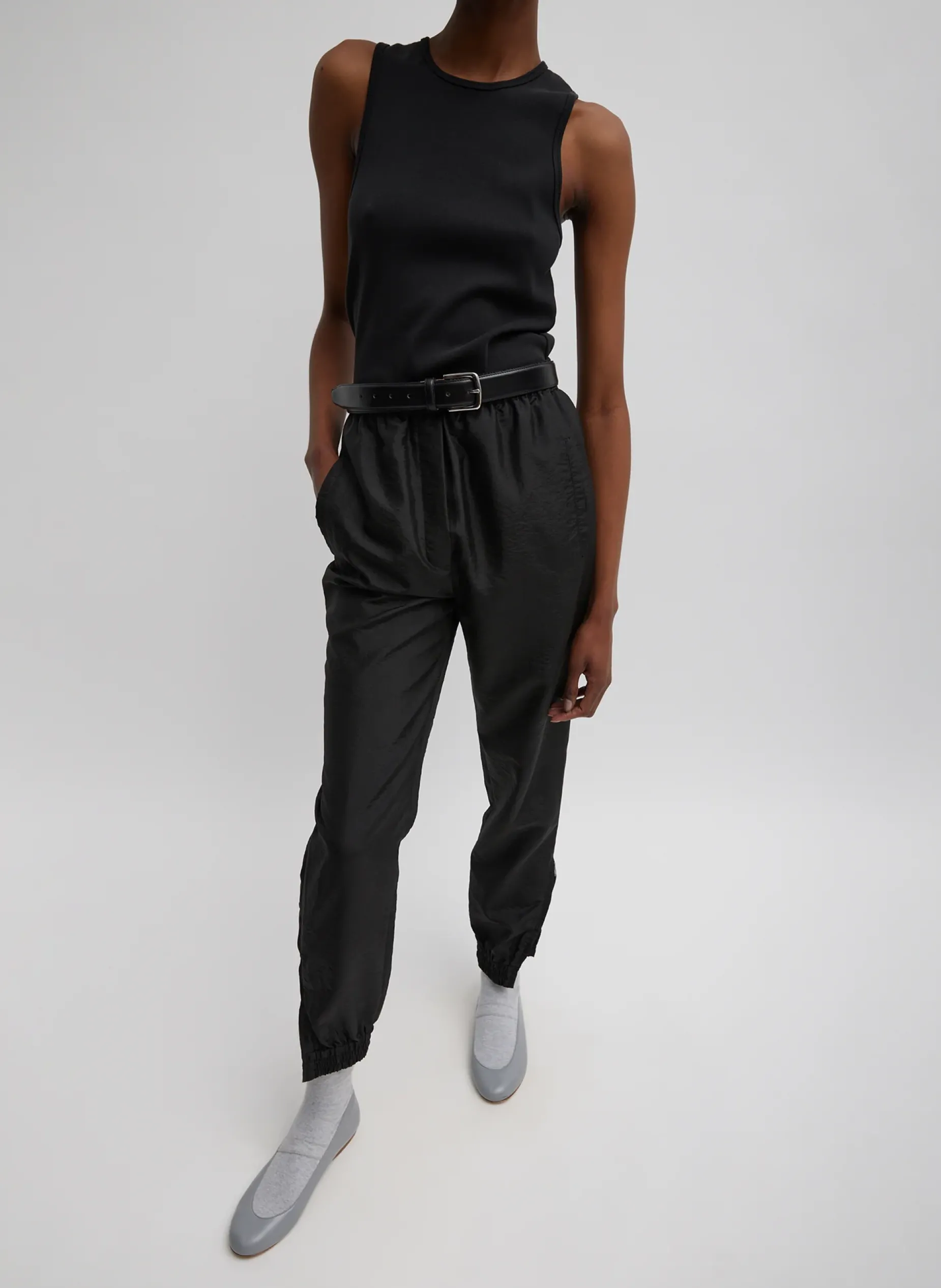 Pants & Shorts|Fundamentals - WOFs>Tibi Crispy Nylon Kat Jogger Black