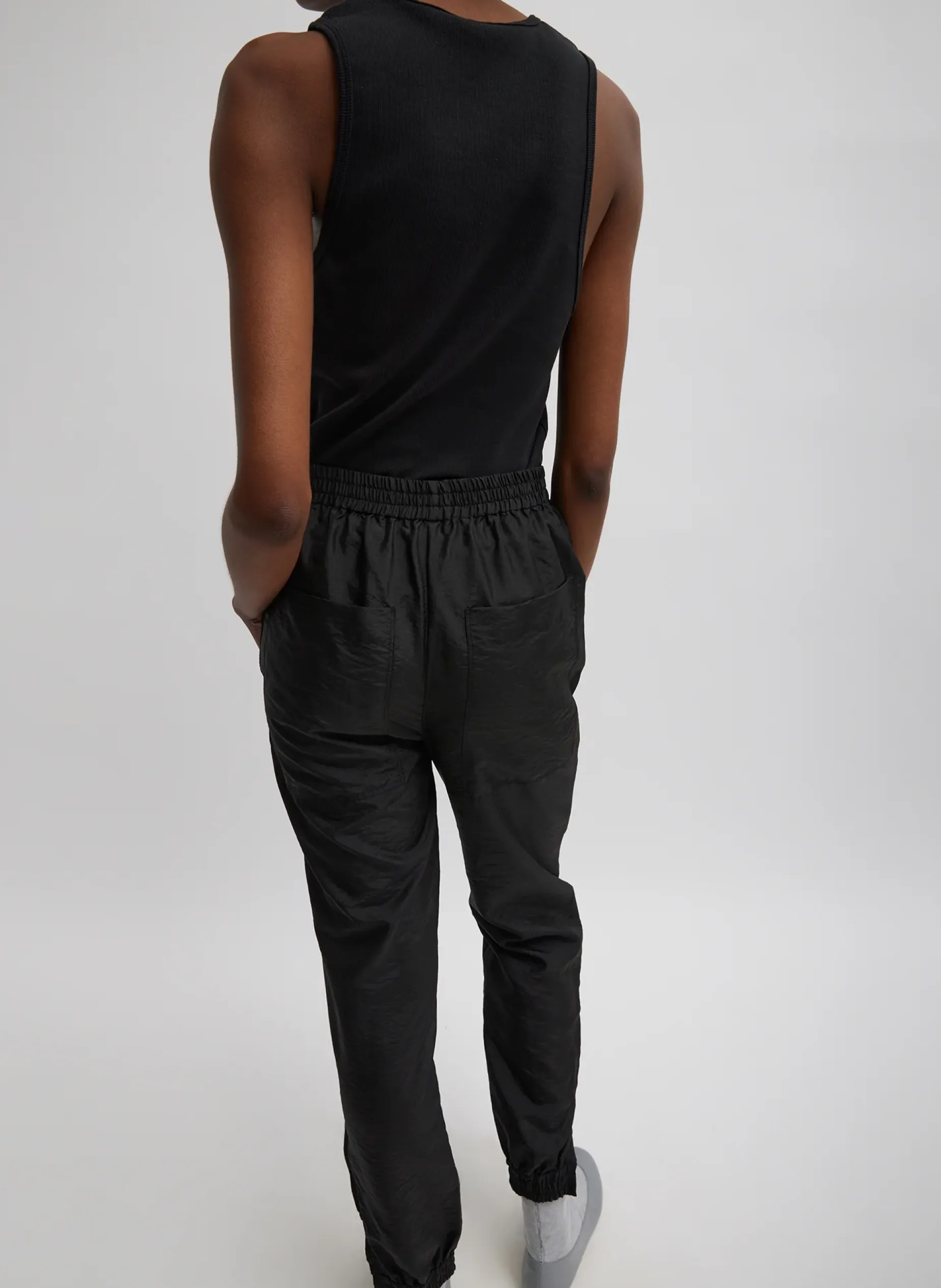 Pants & Shorts|Fundamentals - WOFs>Tibi Crispy Nylon Kat Jogger Black