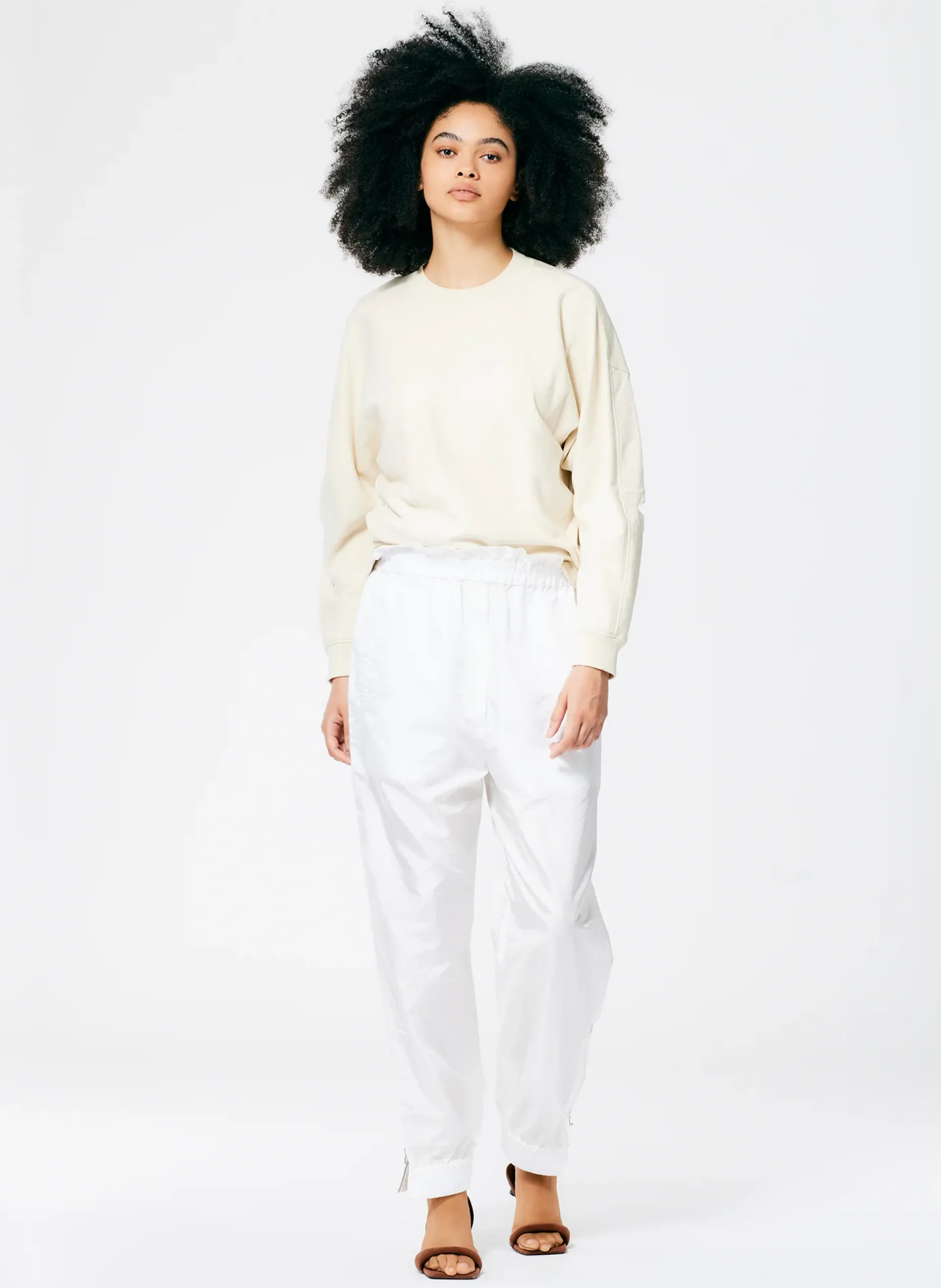 Pants & Shorts|Fundamentals - WOFs>Tibi Crispy Nylon Paper Bag Felix Jogger White