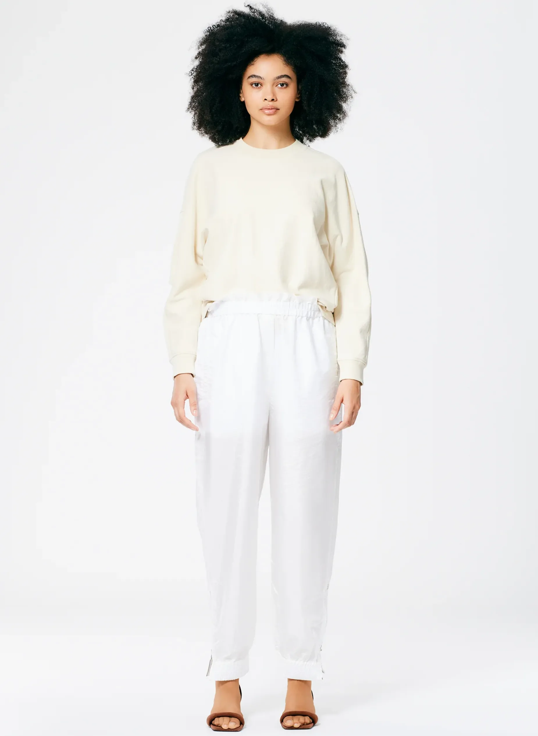 Pants & Shorts|Fundamentals - WOFs>Tibi Crispy Nylon Paper Bag Felix Jogger White