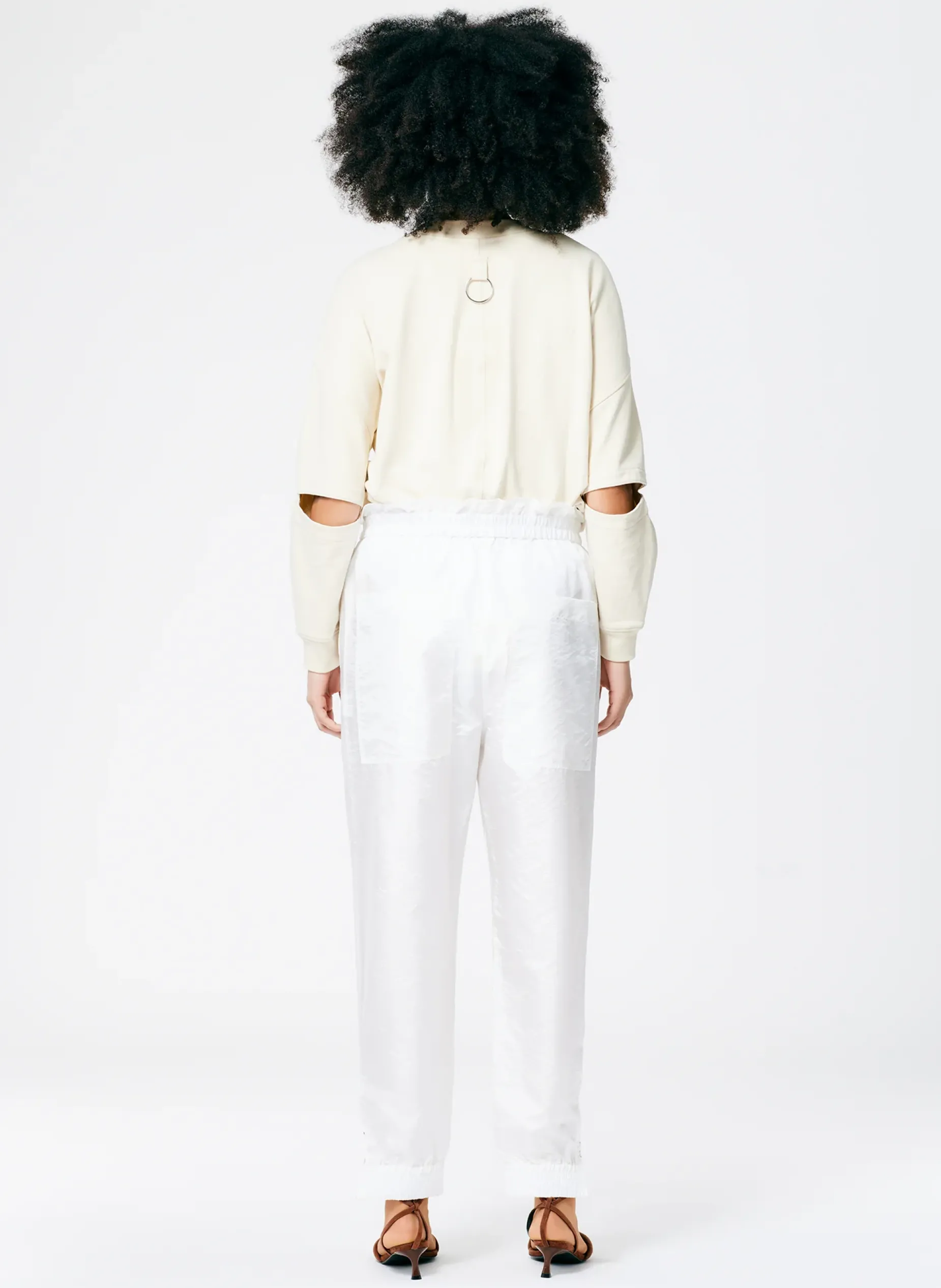 Pants & Shorts|Fundamentals - WOFs>Tibi Crispy Nylon Paper Bag Felix Jogger White