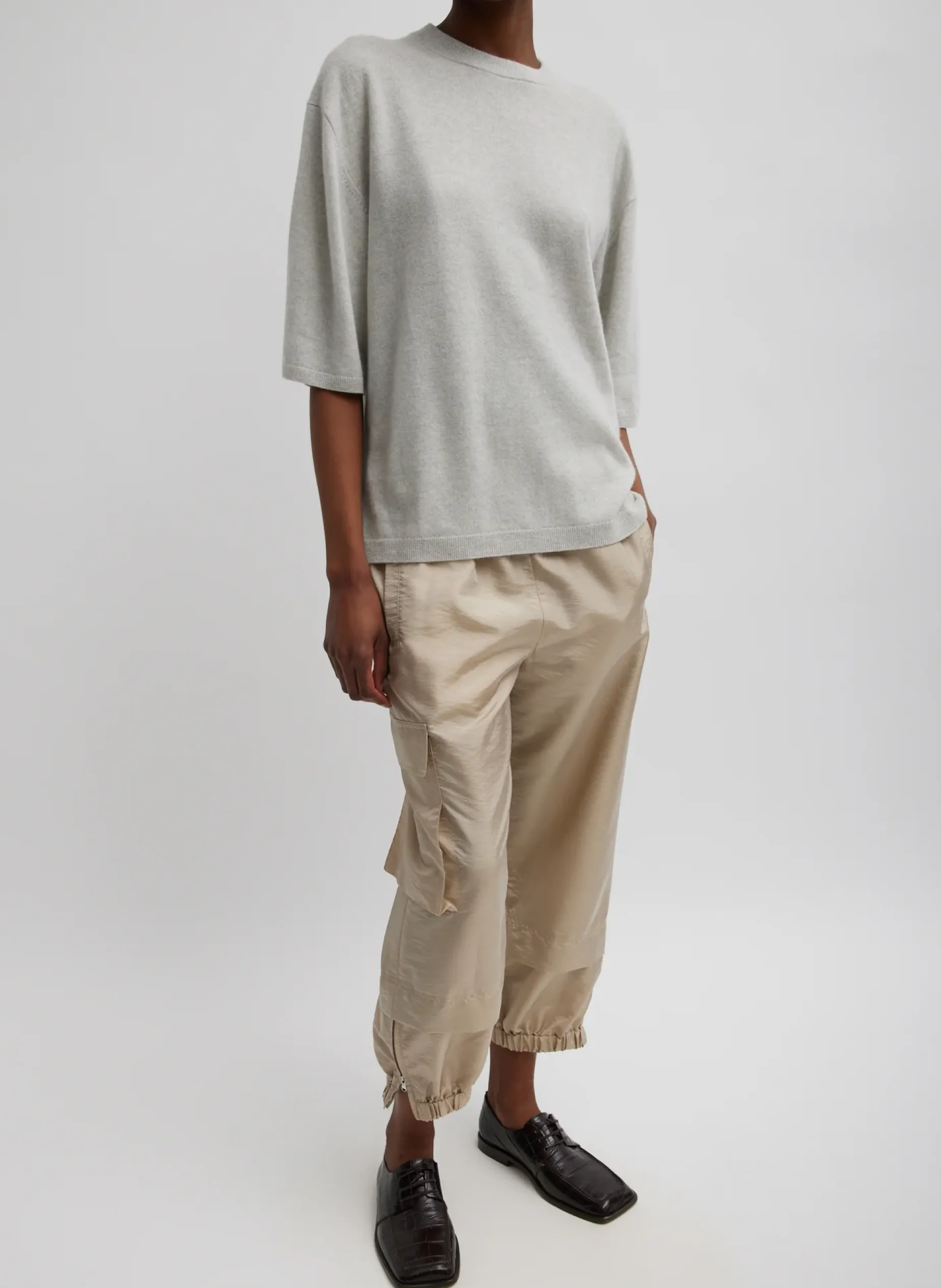 Pants & Shorts|Fundamentals - WOFs>Tibi Crispy Nylon Wilt Pull On Jogger Desert Sand