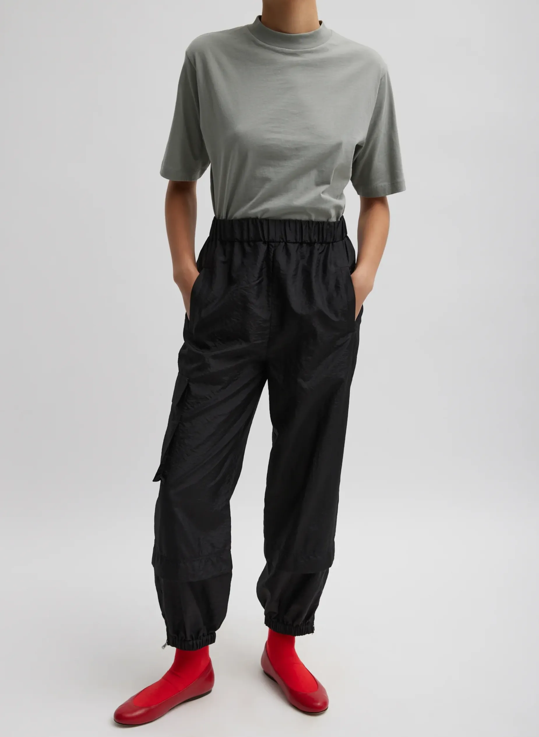 Pants & Shorts|Fundamentals - WOFs>Tibi Crispy Nylon Wilt Pull On Jogger Black