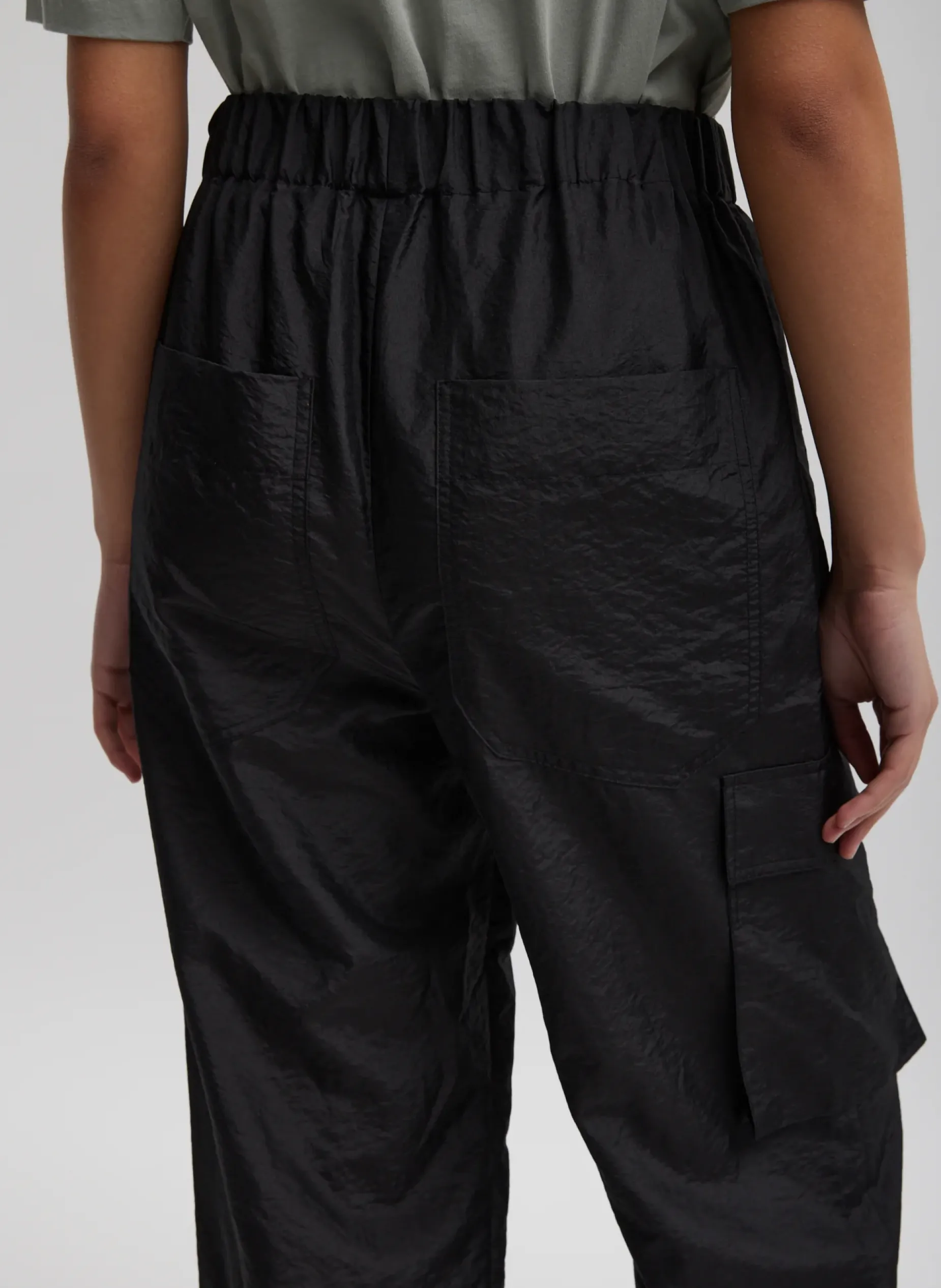 Pants & Shorts|Fundamentals - WOFs>Tibi Crispy Nylon Wilt Pull On Jogger Black