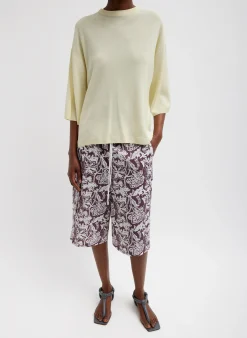 Knitwear & Sweatshirts|Tops>Tibi Crispy Sweater Oversized Easy T-Shirt Butter
