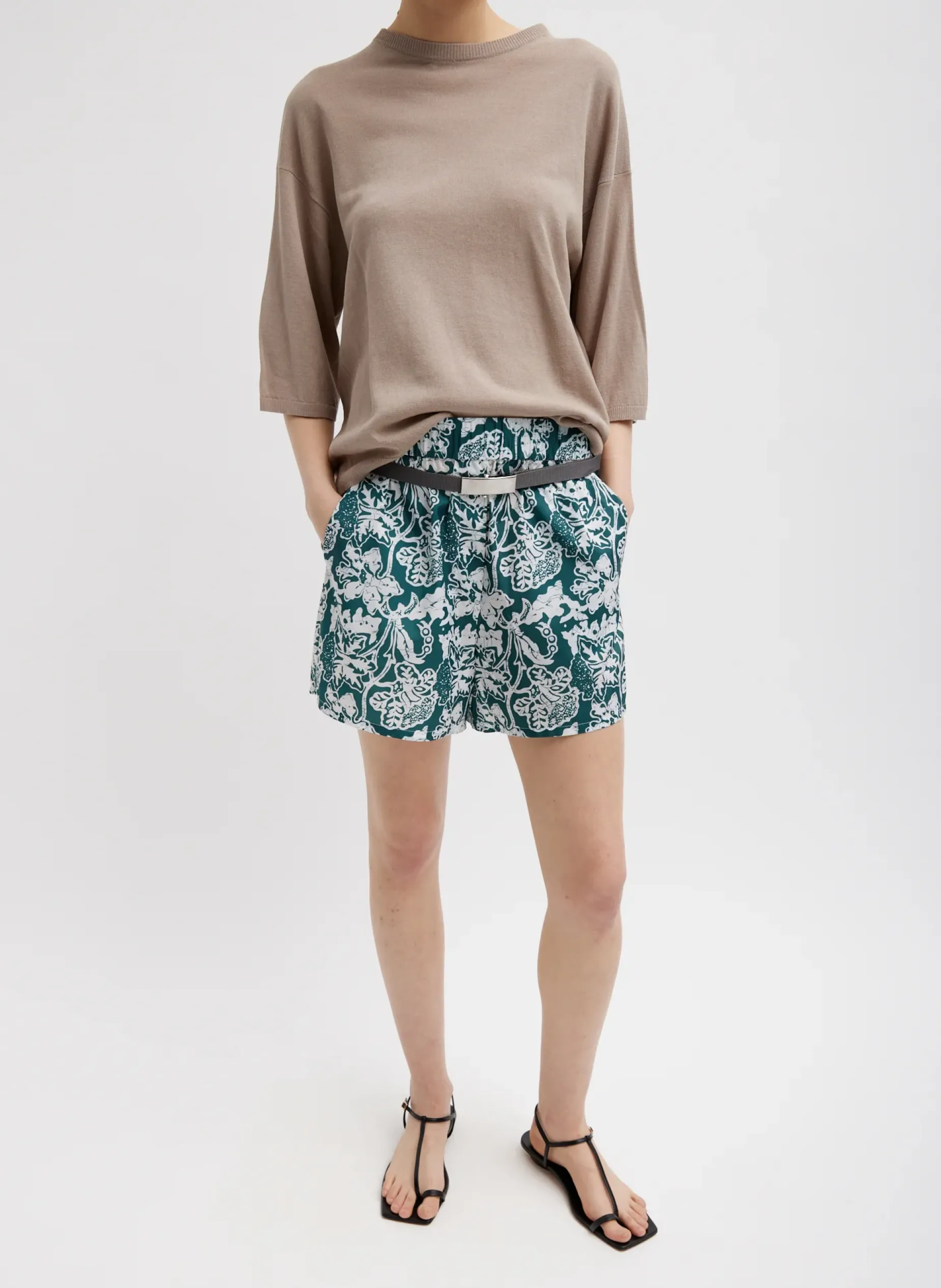 Knitwear & Sweatshirts|Tops>Tibi Crispy Sweater Oversized Easy T-Shirt Dark Stone