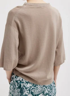 Knitwear & Sweatshirts|Tops>Tibi Crispy Sweater Oversized Easy T-Shirt Dark Stone