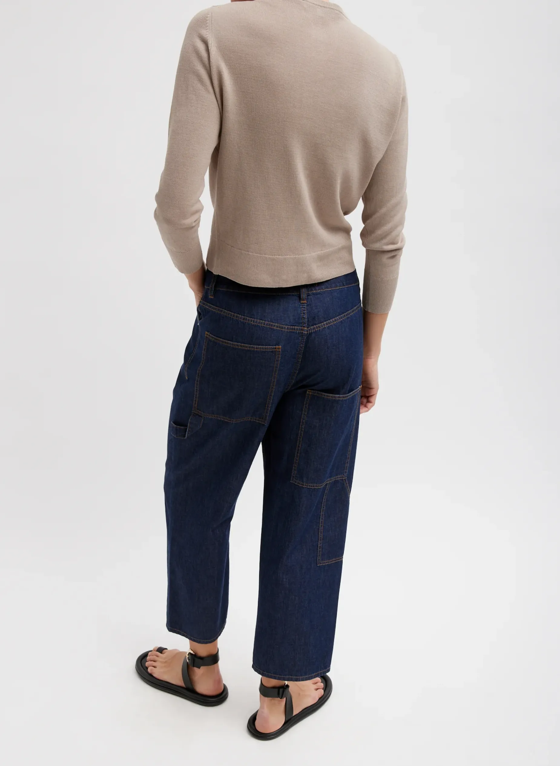 Knitwear & Sweatshirts>Tibi Crispy Sweater Shrunken Cardigan Dark Stone