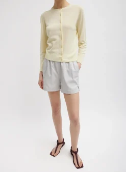 Knitwear & Sweatshirts>Tibi Crispy Sweater Shrunken Cardigan Butter