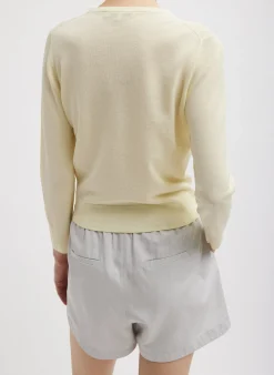Knitwear & Sweatshirts>Tibi Crispy Sweater Shrunken Cardigan Butter
