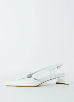 Heels>Tibi Croc Print Victor Slingback White