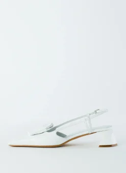 Heels>Tibi Croc Print Victor Slingback White