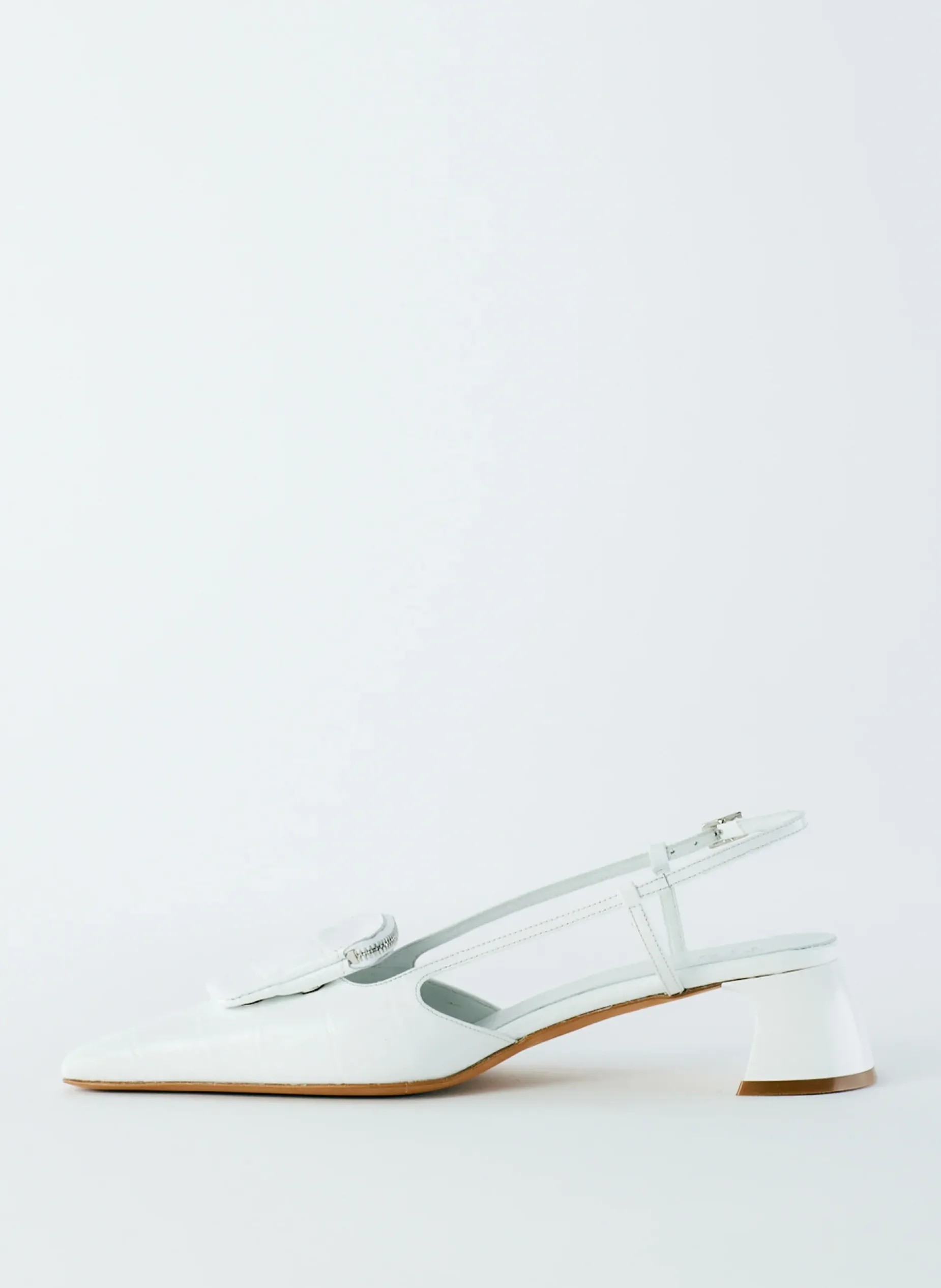 Heels>Tibi Croc Print Victor Slingback White