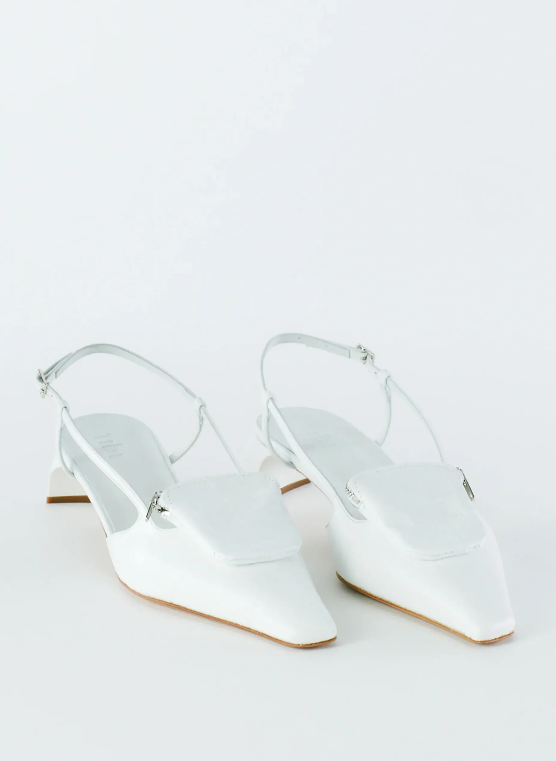 Heels>Tibi Croc Print Victor Slingback White