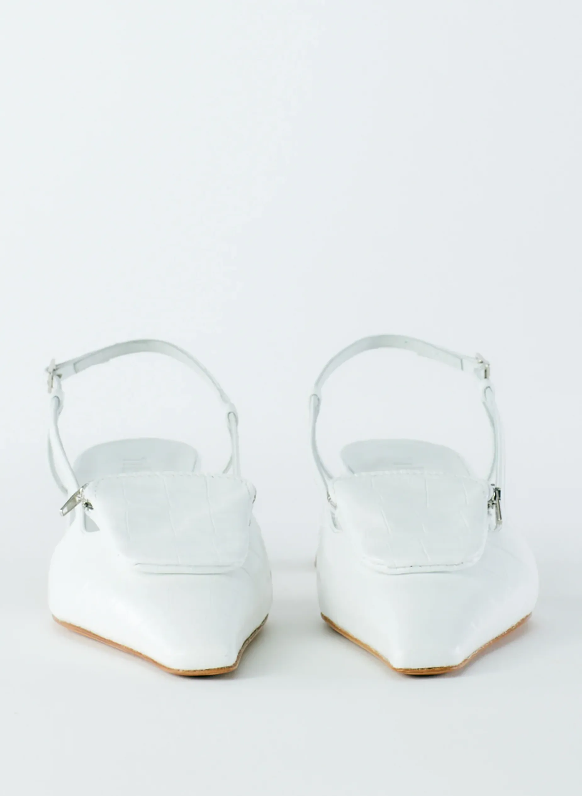 Heels>Tibi Croc Print Victor Slingback White