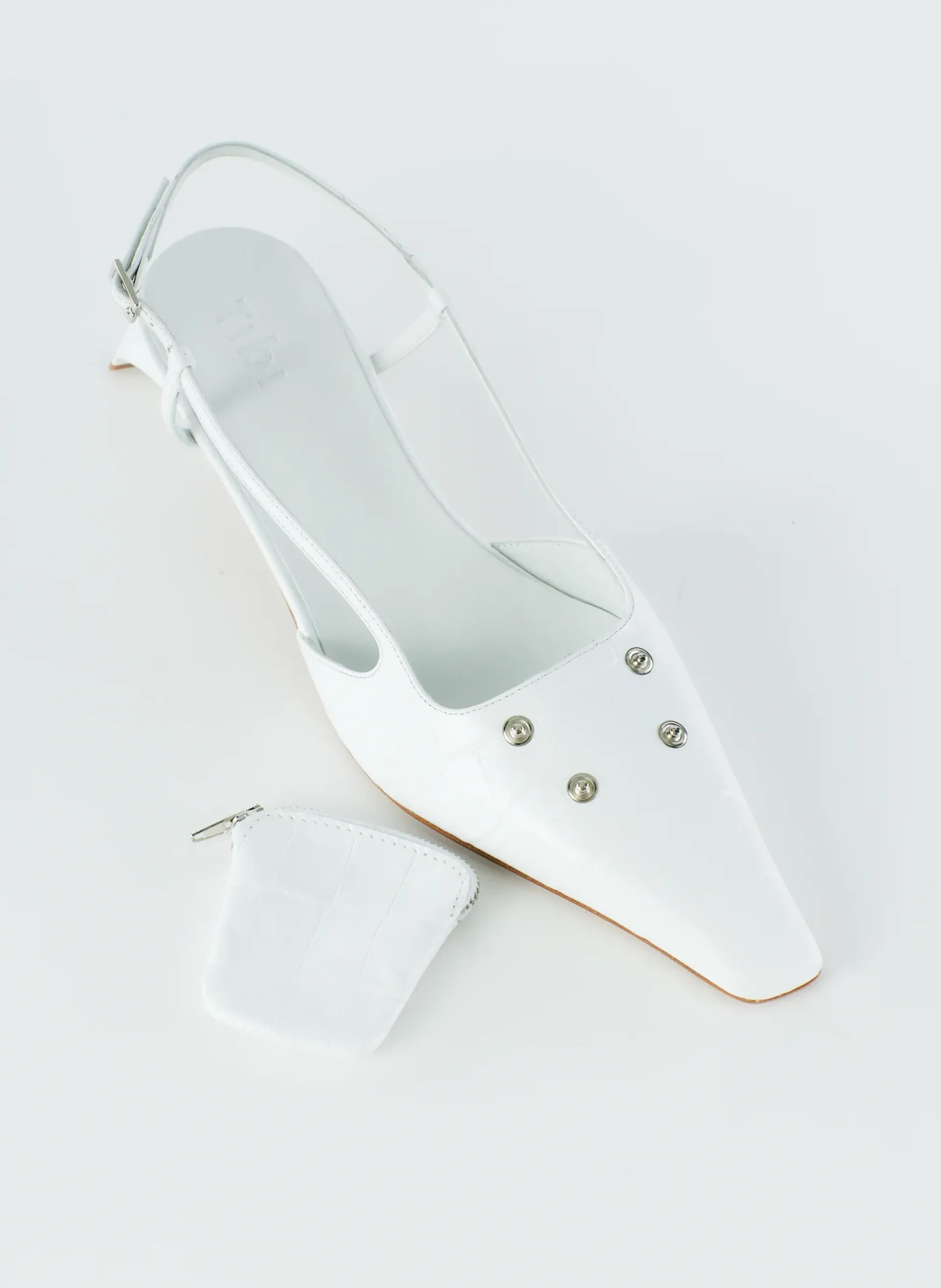 Heels>Tibi Croc Print Victor Slingback White