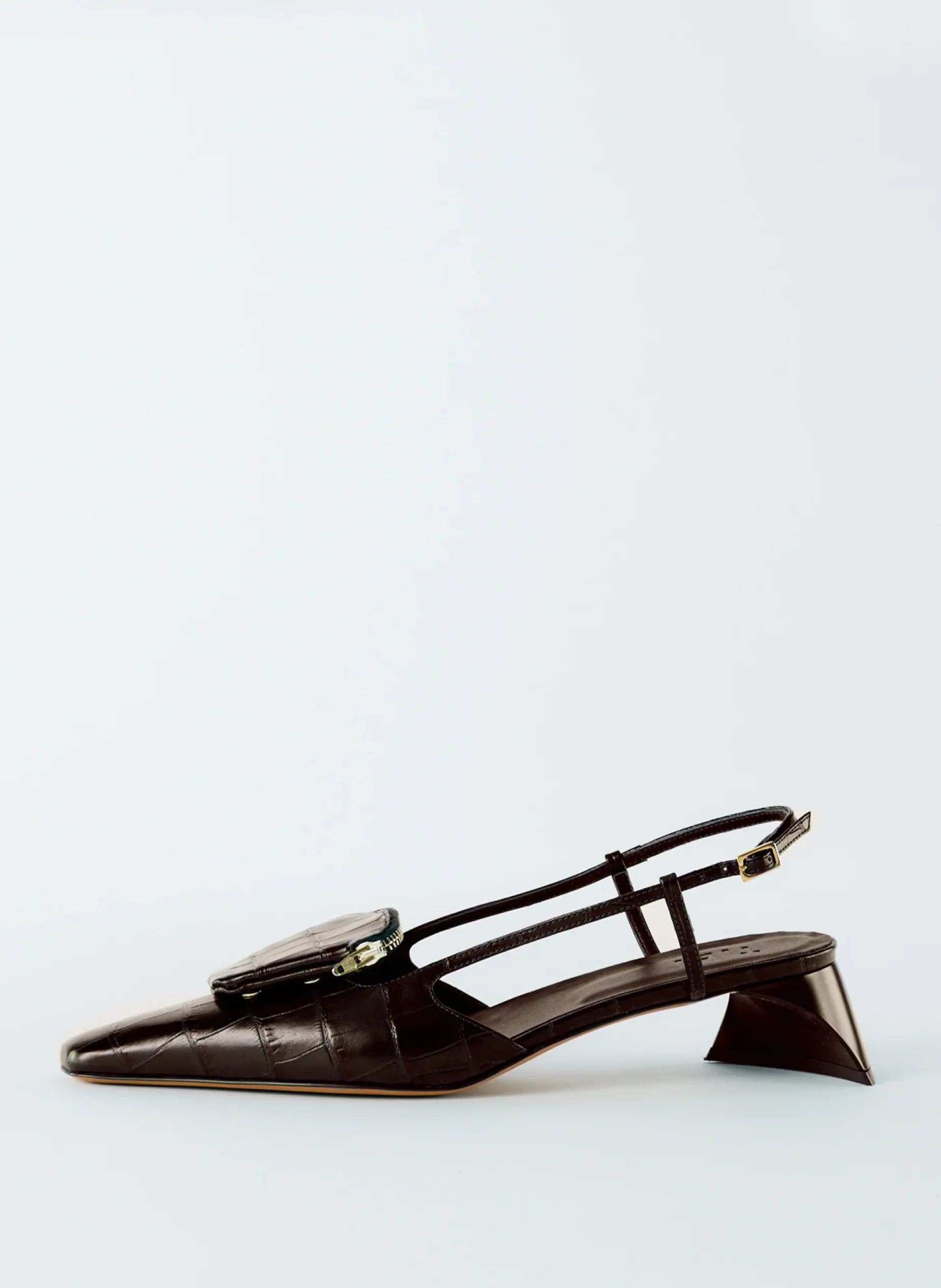 Heels>Tibi Croc Print Victor Slingback Brown