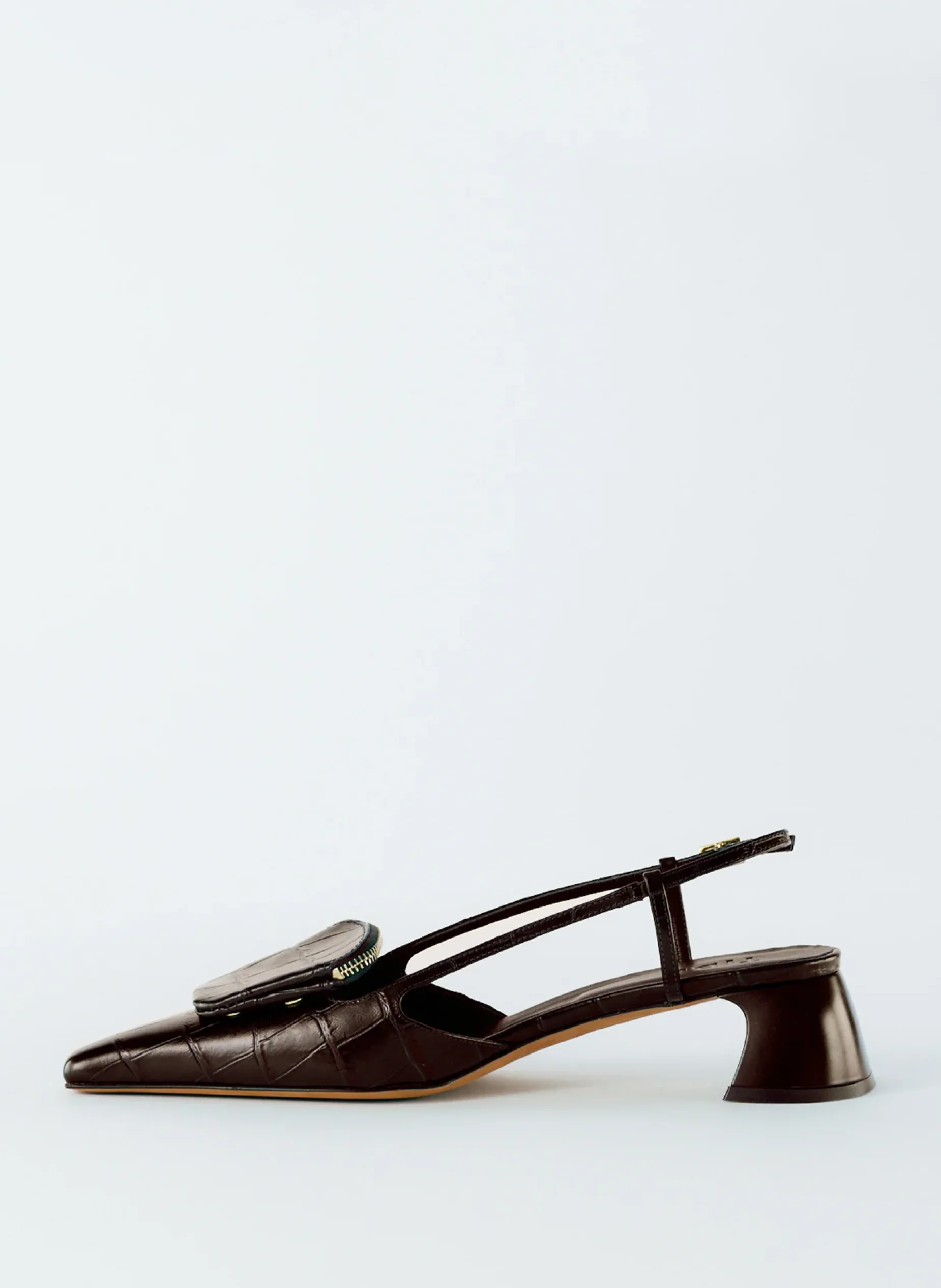 Heels>Tibi Croc Print Victor Slingback Brown