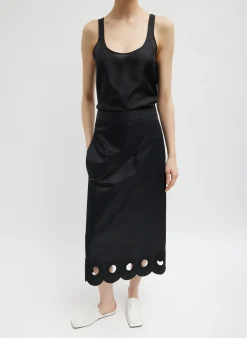 Skirts>Tibi Daisy Embroidered Nylon Skirt Black
