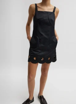 Dresses>Tibi Daisy Embroidery Short Dress Black