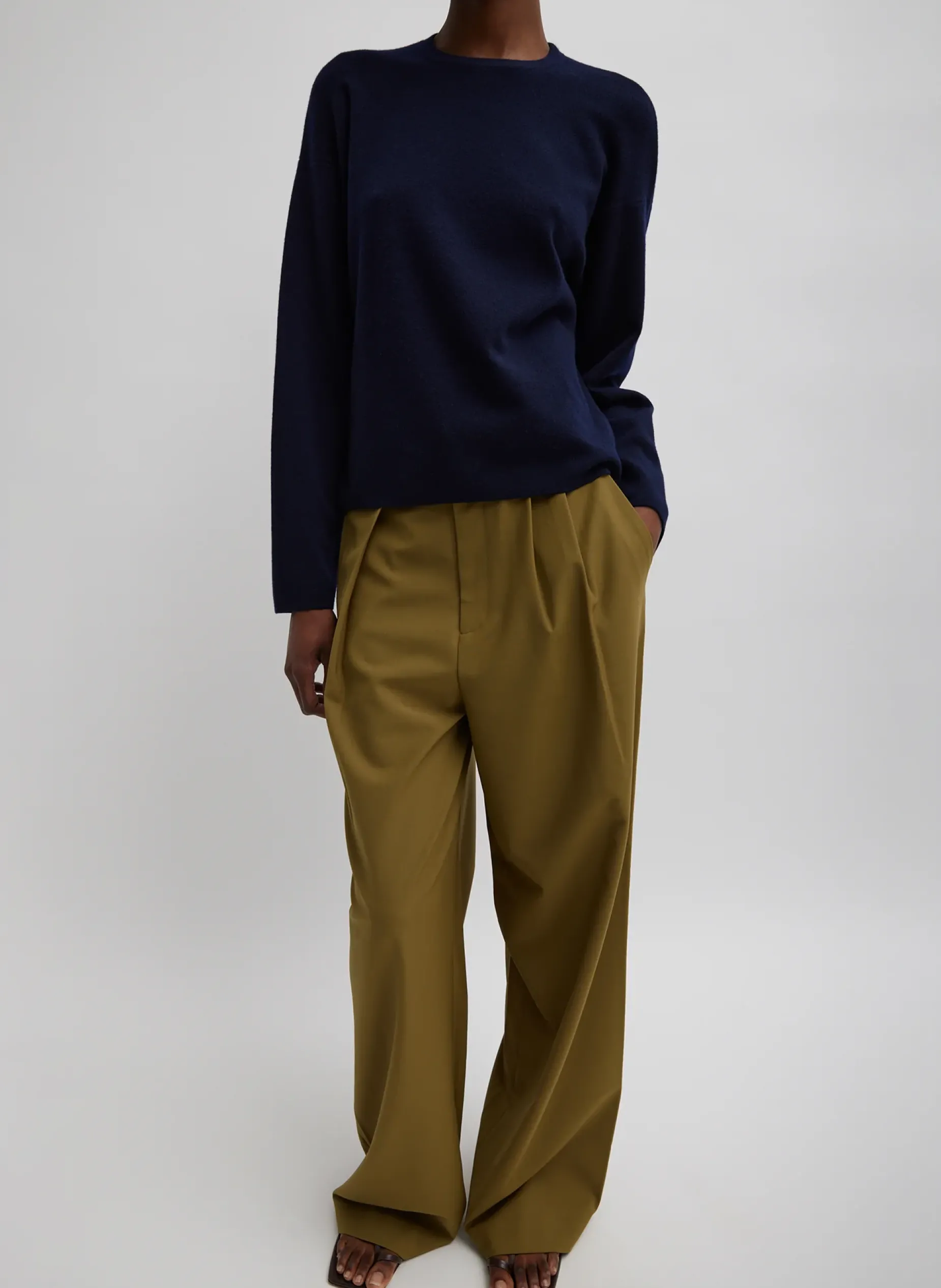Knitwear & Sweatshirts|Fundamentals - WOFs>Tibi Double Faced Cashmere Oversized Easy Sweater Dark Navy