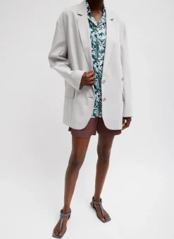 Suits|Jackets & Outerwear>Tibi Drapey Suiting Liam Blazer Stone