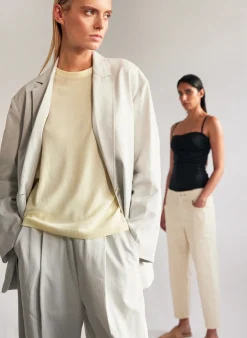 Suits|Jackets & Outerwear>Tibi Drapey Suiting Liam Blazer Stone