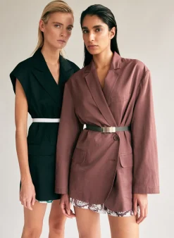 Jackets & Outerwear|Suits>Tibi Drapey Suiting Liam Blazer Cinnamon
