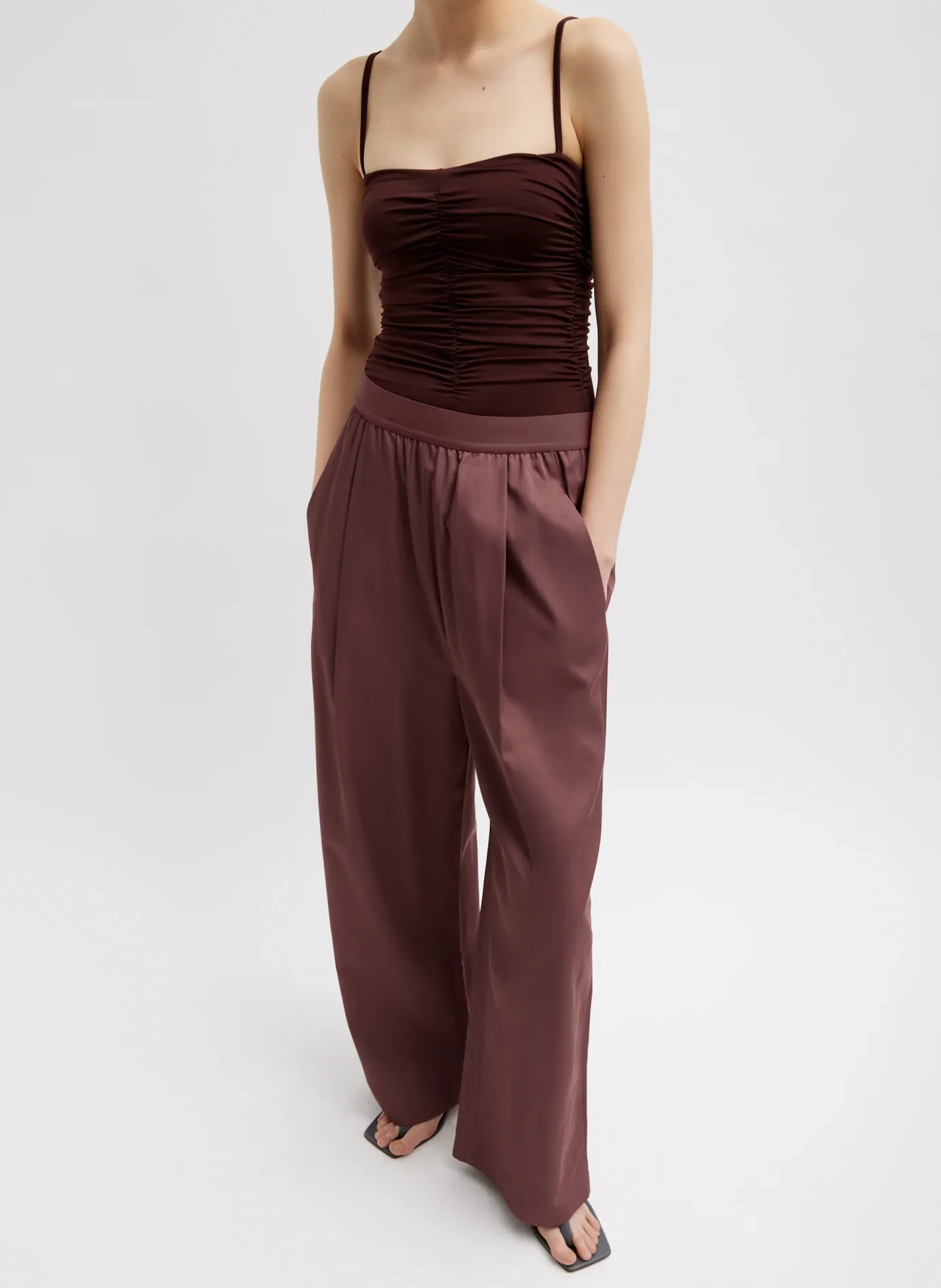 Suits|Pants & Shorts>Tibi Drapey Suiting Marit Pull On Pant Cinnamon