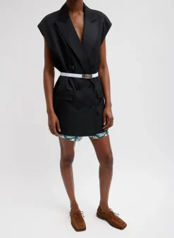 Suits|Jackets & Outerwear>Tibi Drapey Suiting Oversized Double Breasted Vest Black