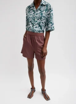 Suits|Pants & Shorts>Tibi Drapey Suiting Pull On Short Cinnamon