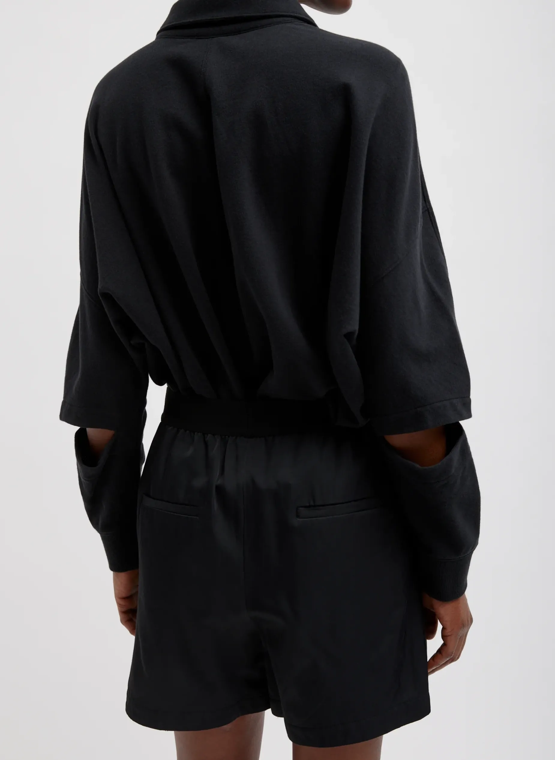 Suits|Pants & Shorts>Tibi Drapey Suiting Pull On Short Black