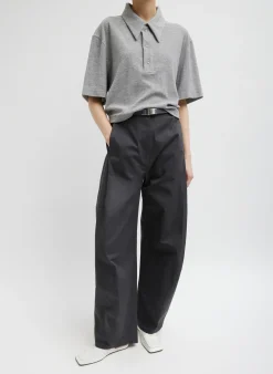 Tops>Tibi Dry Loop Terry Easy Polo Shirt Heather Grey