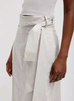 Skirts>Tibi Eco Poplin Back Wrap Skirt Stone