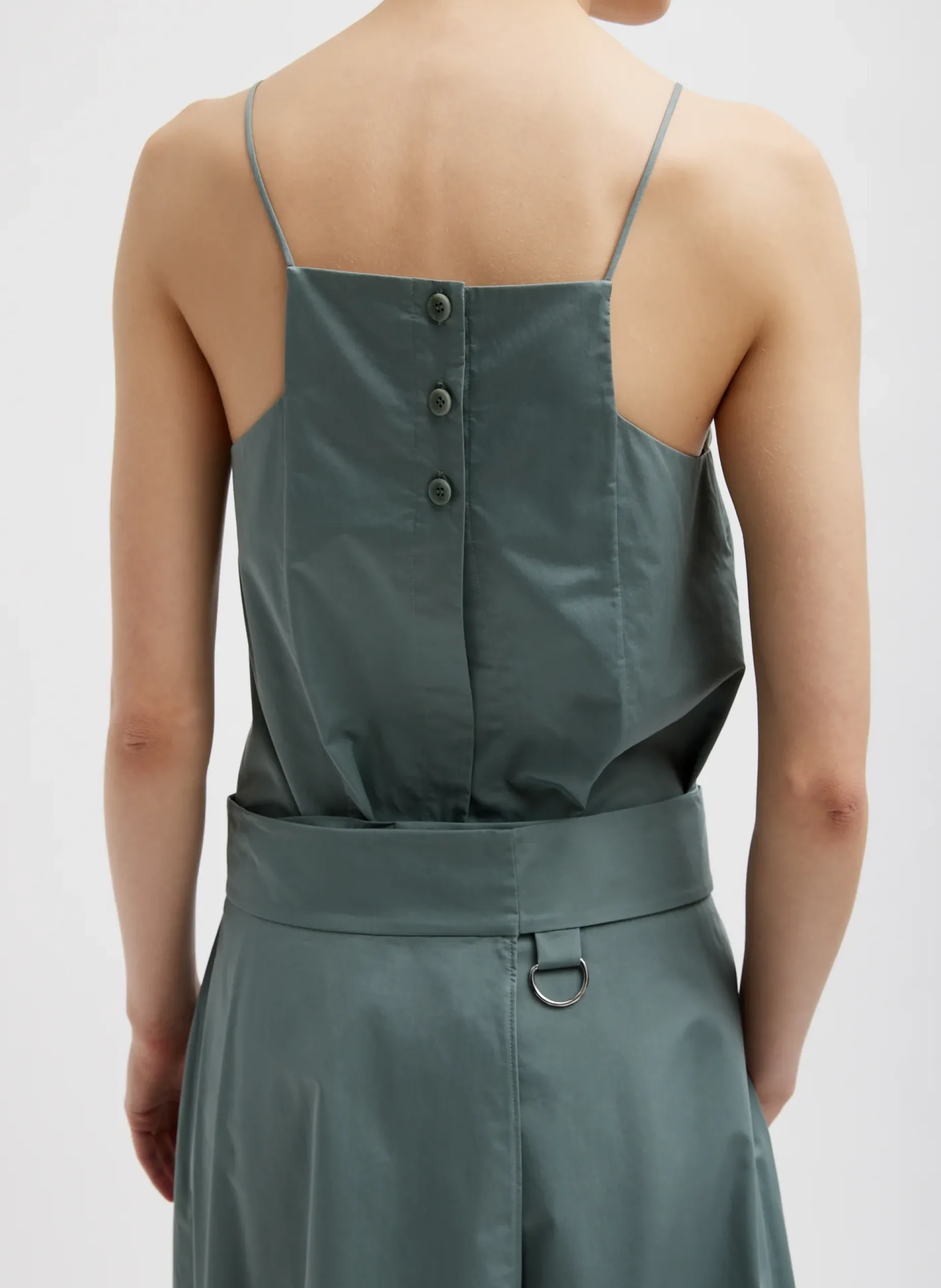 Skirts>Tibi Eco Poplin Back Wrap Skirt Green Limestone
