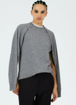 Knitwear & Sweatshirts|Fundamentals - WOFs>Tibi Feather Weight Cashmere Easy Cocoon Tunic Heather Grey