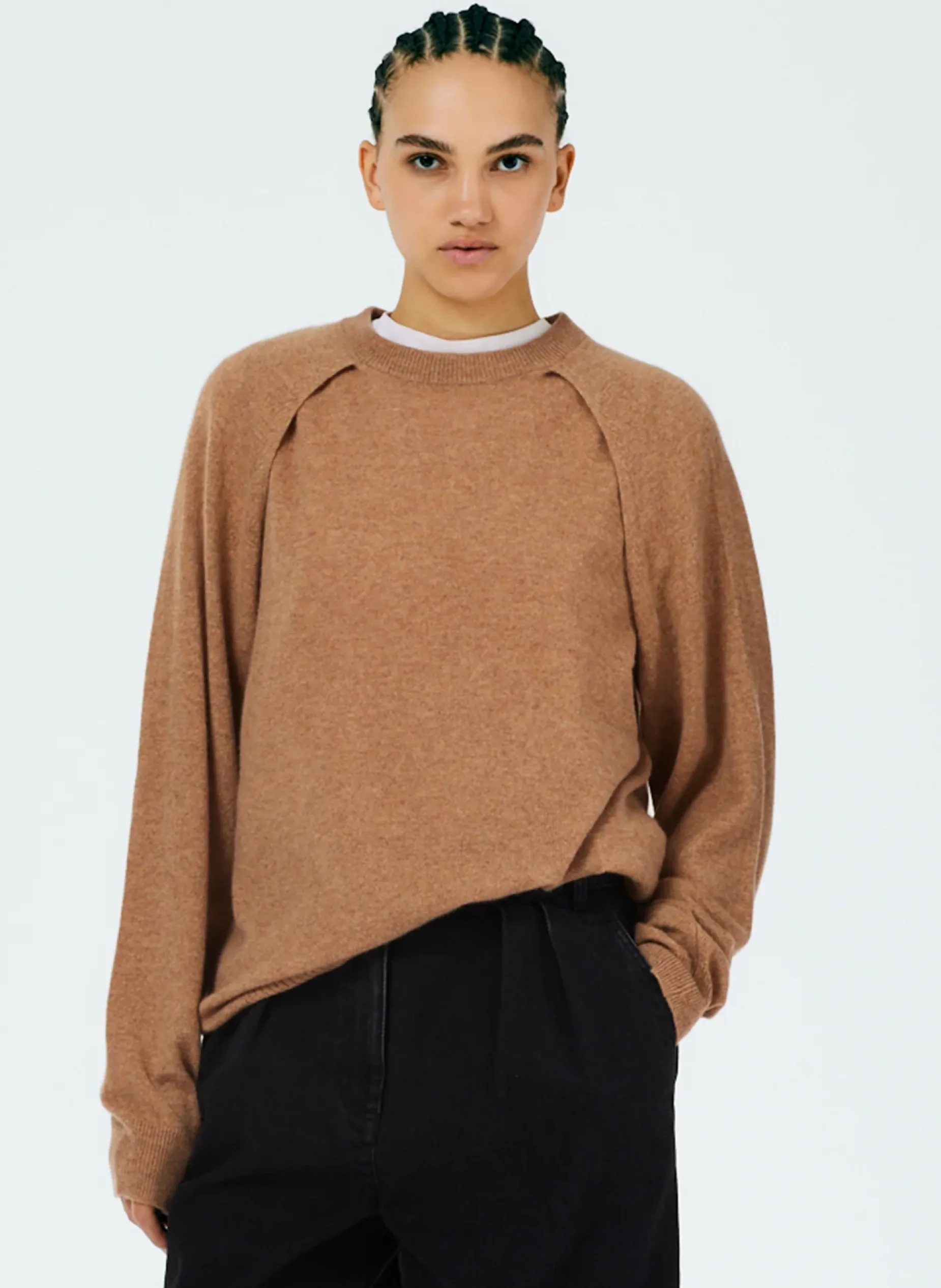 Knitwear & Sweatshirts|Fundamentals - WOFs>Tibi Feather Weight Cashmere Easy Cocoon Tunic Sand
