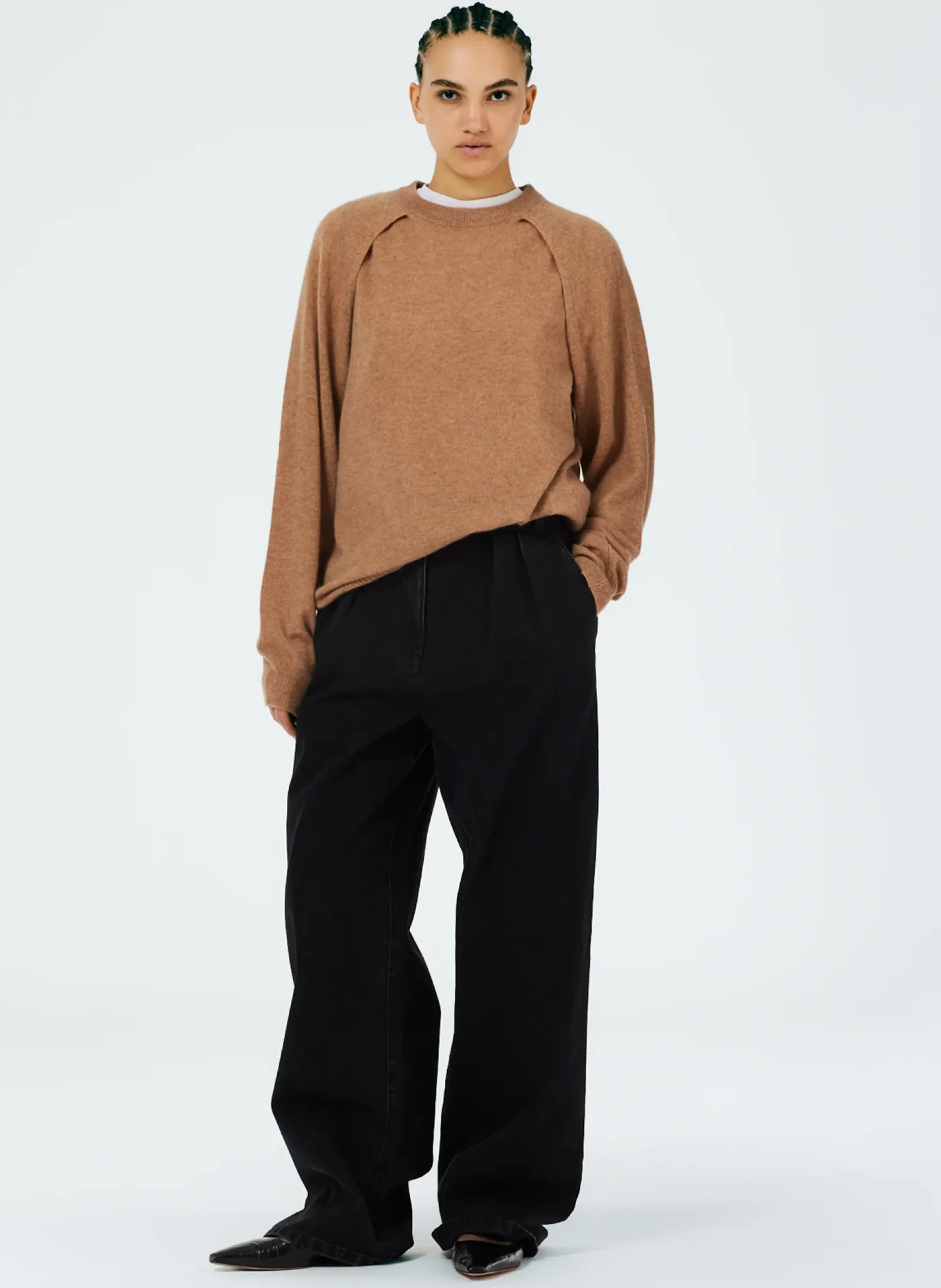 Knitwear & Sweatshirts|Fundamentals - WOFs>Tibi Feather Weight Cashmere Easy Cocoon Tunic Sand