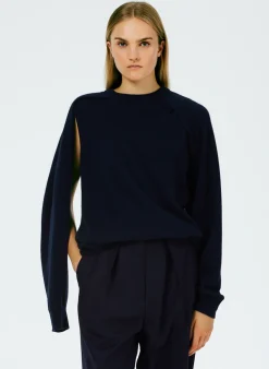 Knitwear & Sweatshirts|Fundamentals - WOFs>Tibi Feather Weight Cashmere Easy Cocoon Tunic Navy