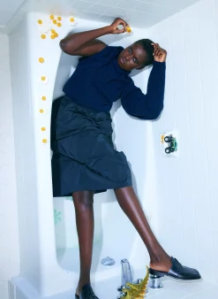 Knitwear & Sweatshirts|Fundamentals - WOFs>Tibi Feather Weight Cashmere Easy Cocoon Tunic Navy