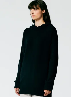 Leisure Sets|Knitwear & Sweatshirts>Tibi Feather Weight Cashmere Easy Men's Hoodie Black