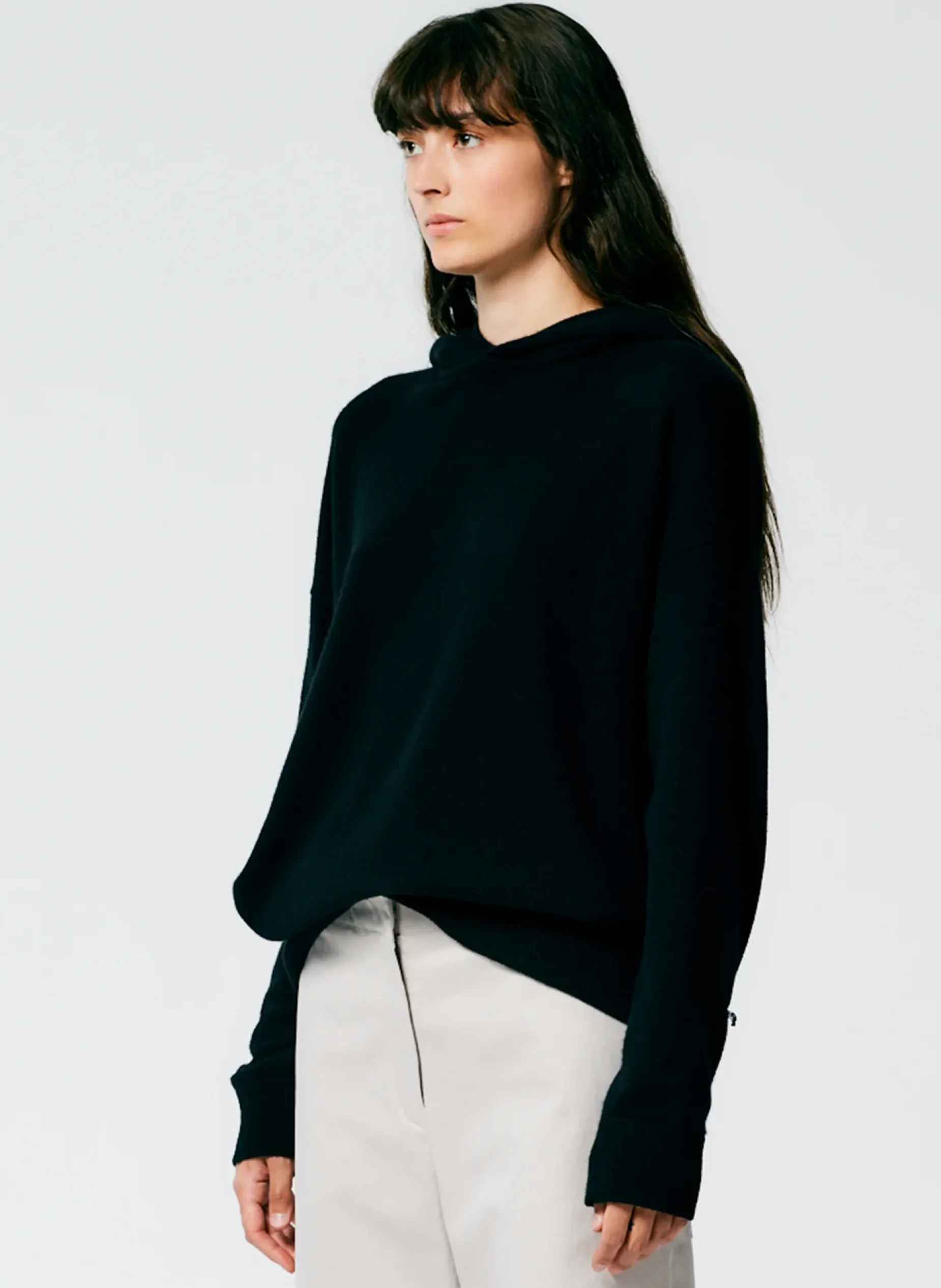 Leisure Sets|Knitwear & Sweatshirts>Tibi Feather Weight Cashmere Easy Men's Hoodie Black
